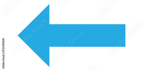 Blue isolated arrowhead icons on white background. Simple abstract pointing vector icons on white page. left side arrowhead icon. Bold arrow-head icons set. 