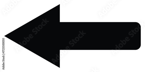 Black dark isolated arrowhead icons on white background. Simple abstract pointing vector icons on white page. Bold arrow-head icons set. Left side arrowhead icon. 