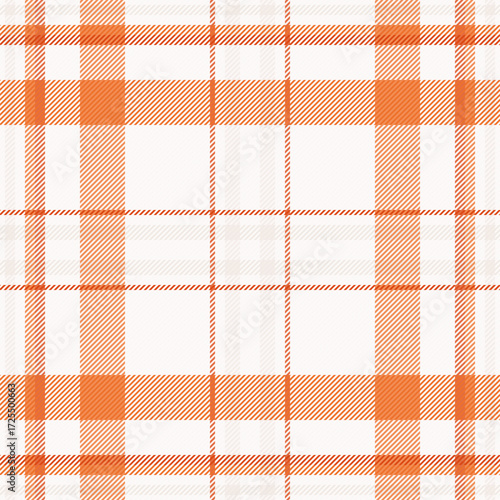 Back background fabric tartan, art textile plaid pattern. Age check vector texture seamless in snow and orange colors.
