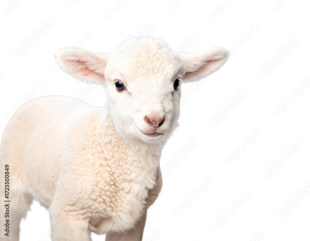 Fototapeta premium Baby Lamb with Easter Basket PNG