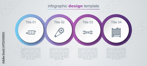 Set line Car muffler, Timing belt kit, Wrench spanner and radiator cooling system. Business infographic template. Vector