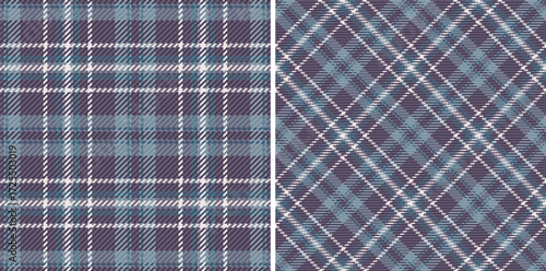 Vector seamless texture of background pattern fabric with a textile tartan check plaid. Set in night colors for bed sheet designs in bedroom.
