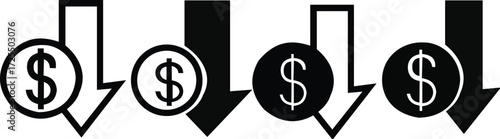 cost reduction vector icon. dollar decrease vector icon. illustration vector 