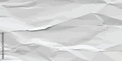 White Paper Vector Background with Folded Crumpled Wrinkled Texture and Messy Rough Surface for Artistic Design Templates