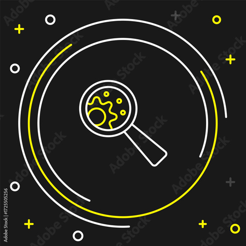 Line GMO icon isolated on black background. Genetically modified organism acronym. Dna food modification. Colorful outline concept. Vector