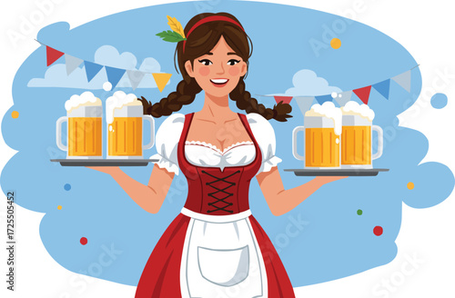 Oktoberfest celebration with people and attractions.