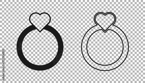 Black Diamond engagement ring icon isolated on transparent background. Vector