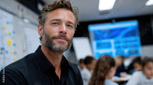 An instructor confidently leads classroom discussions, encouraging students to participate actively, fostering an environment of shared knowledge and collaboration for effective learning.