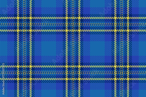 Classic tartan pattern in cool blue and yellow hues. Ideal for textiles, backgrounds, or designs needing a touch of tradition and vibrant color. Versatile for fashion, crafts.