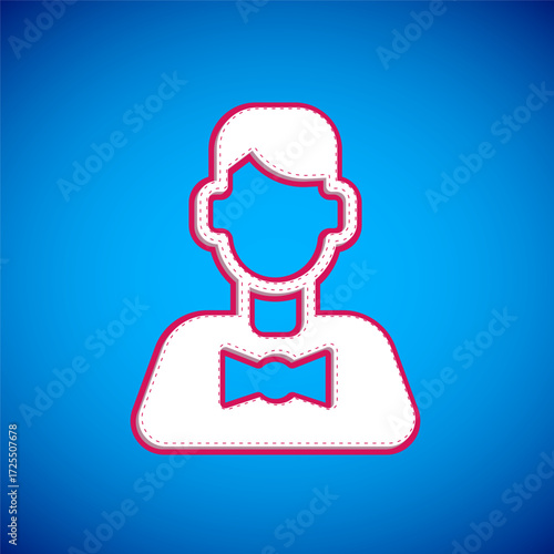 White Casino dealer icon isolated on blue background. Casino croupier. Vector
