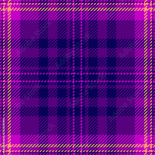 Golf pattern background vector, british check fabric plaid. Give textile texture tartan seamless in purple and indigo colors.