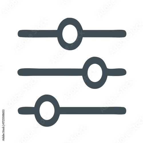 Vector outline sliders icon for settings and adjustments. Perfect for UI/UX, app customization, audio control, preferences, filters, digital tools, and system configuration design