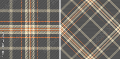 Pattern fabric textile of seamless background tartan with a vector plaid check texture. Set in earth colors. Stylish wrapping options for gifts.
