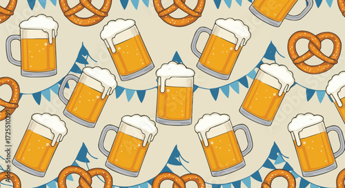 Oktoberfest Beer and Pretzels Pattern.