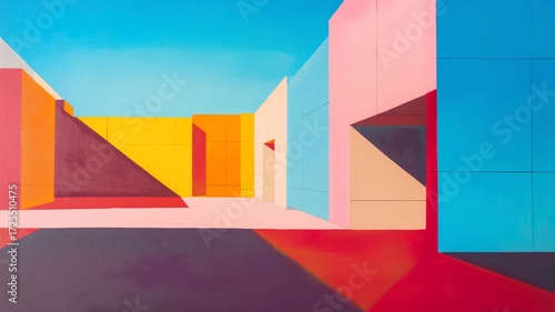 architectural forms background in vivid colorway