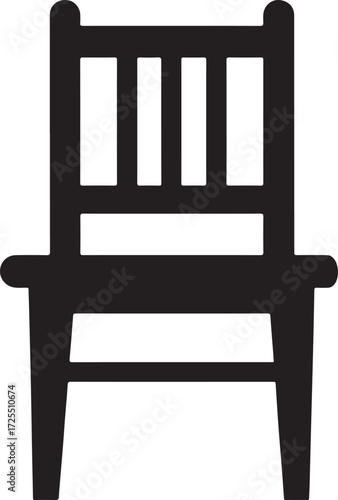 Simple silhouette of a wooden bench with a backrest.
