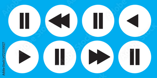 Play video red button icon, sign isolated on white background. Trendy circle play button icon in flat style. Radio symbol, video player, arrow.