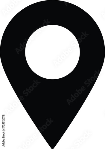 Simple black location pin icon for maps and navigation digital asset isolated on transparent background