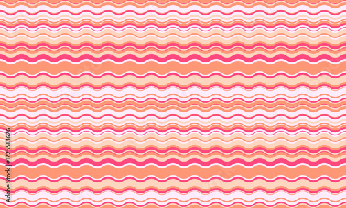 Vibrant, wavy stripes in peach and coral shades create a cheerful, seamless pattern.