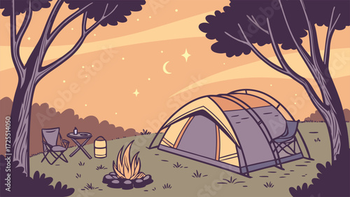 camping in the forest