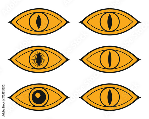 Collection of Mystical Golden Eye Symbols Featuring Unique and Interesting Pupil Designs