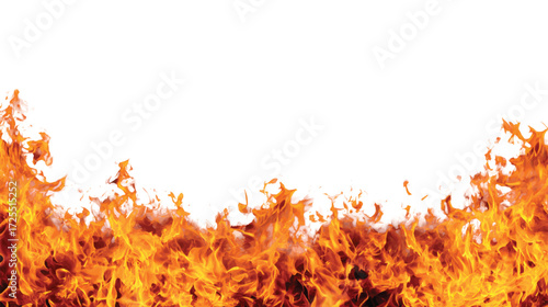 A vibrant flame border with bright orange and yellow fire against a white background