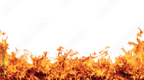 A vibrant flame border with bright orange and yellow fire against a white background