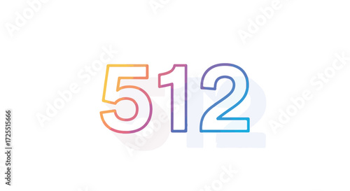 Vibrant gradient numbers '512' illustration against a clean backdrop, showcasing simplicity and modern design with digital artwork