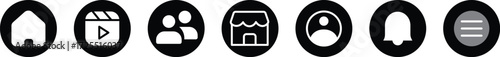 Facebook App Interface Icons Set. Facebook App Interface on transparent background. Popular Facebook Social media icons editorial vector.
