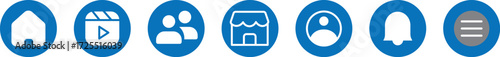Facebook App Interface Icons Set. Facebook App Interface on transparent background. Popular Facebook Social media icons editorial vector.
