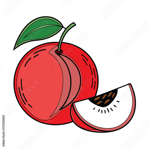 Minimal Vector Illustration of a Peach Fruit
