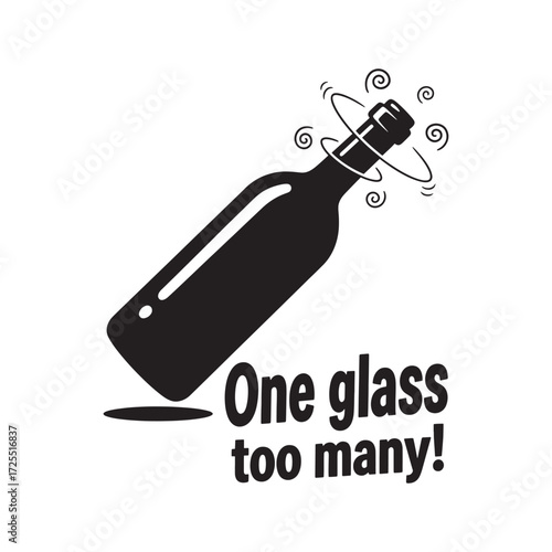 Wine bottle illustration with label and message inside