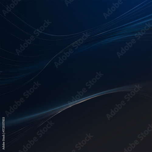 Photo of abstract dark blue background with flowing light blue lines creating a sense of movement and depth