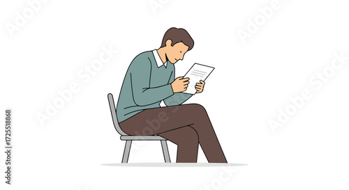 Man Reading Document While Seated: A Focused Study of Information and Contemplation in Modern Times