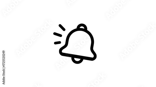 Cartoon yellow bell icon, rounded corner vector graphics, the luminous line on the left side of the top indicates that it is about to ring, simple white background