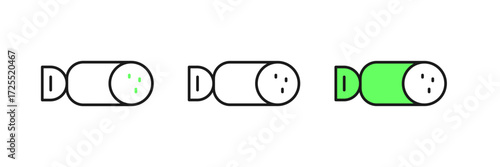 Set line Salami sausage icon isolated on white background. Meat delicatessen product. Vector
