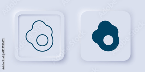 Filled and outline Scrambled egg icon isolated on grey background. Home cooked food, fried egg, healthy breakfast, omelet icon. Square button. Vector