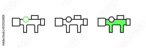 Set line Sniper optical sight icon isolated on white background. Sniper scope crosshairs. Vector