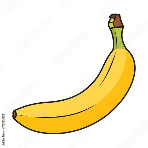 Single Ripe Yellow Banana Illustration
