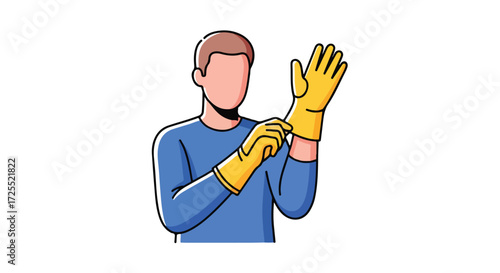 A Person Preparing with Protective Gloves, Illustrating Safety or Hygiene Precautions in Various Sectors for Industrial Health