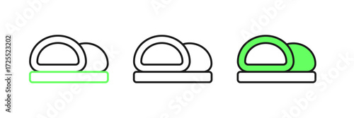 Set line Sushi icon isolated on white background. Traditional Japanese food. Vector