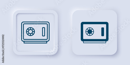 Filled and outline Safe icon isolated on grey background. The door safe a bank vault with a combination lock. Reliable Data Protection. Square button. Vector