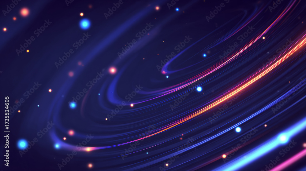 Naklejka premium Abstract light trails curving through dark space