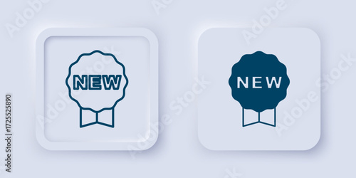 Filled and outline Price tag with an inscription New icon isolated on grey background. Badge for price. Promo tag discount. Square button. Vector
