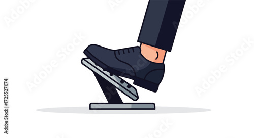Illustrated Foot Depressing a Pedal, Symbolizing Control, Power, or Acceleration in a Vehicle or Machine System