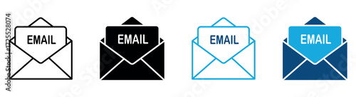 E-mail icon set, email message icon. E-mail icon set isolated on white background, vector illustration.
