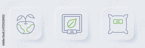 Set line Pack full of seeds, Seeds specific plant and Apple icon. Vector