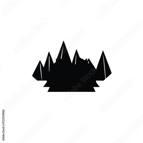 Mountain range silhouette against a clean white background graphic design