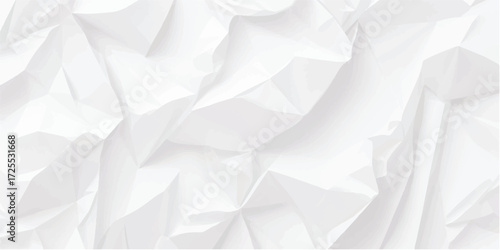 Crumpled White Paper Vector Texture with Folded Wrinkles and Rough Surface Pattern for Artistic Digital Backdrops