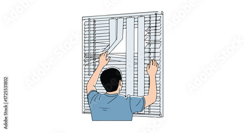 Person adjusting window blinds to let in natural light and improve interior illumination for a brighter home environment